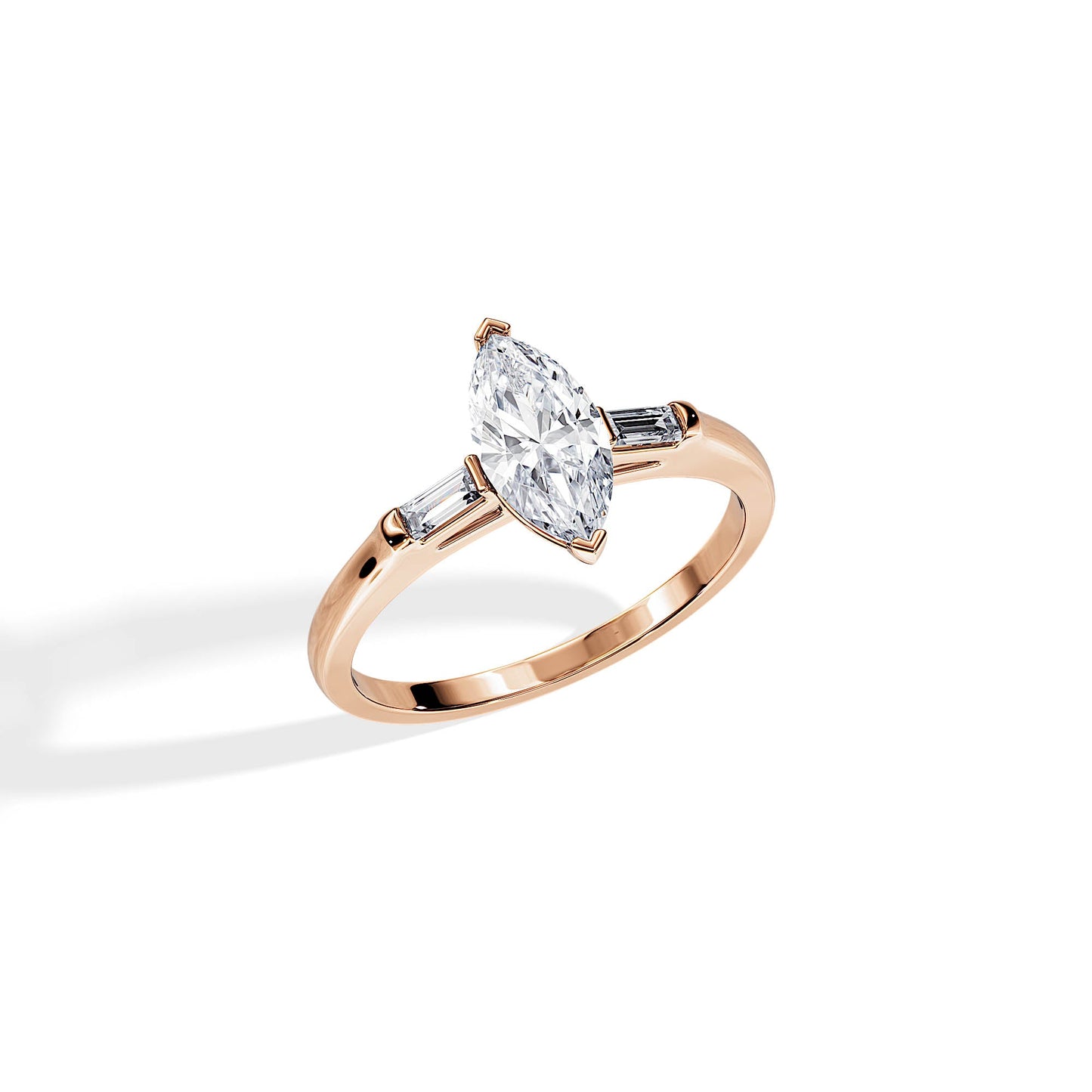 1.0 CT Three Stone Marquise Cut Moissanite Engagement Ring