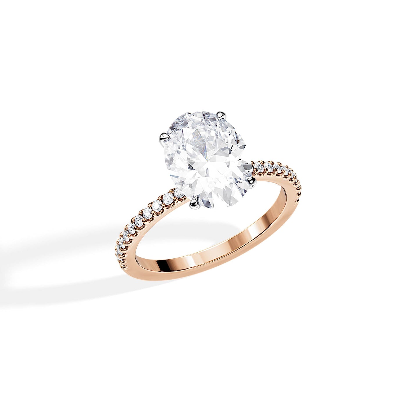 3.0 CT Hidden Halo Oval Cut Moissanite Pave Engagement Ring