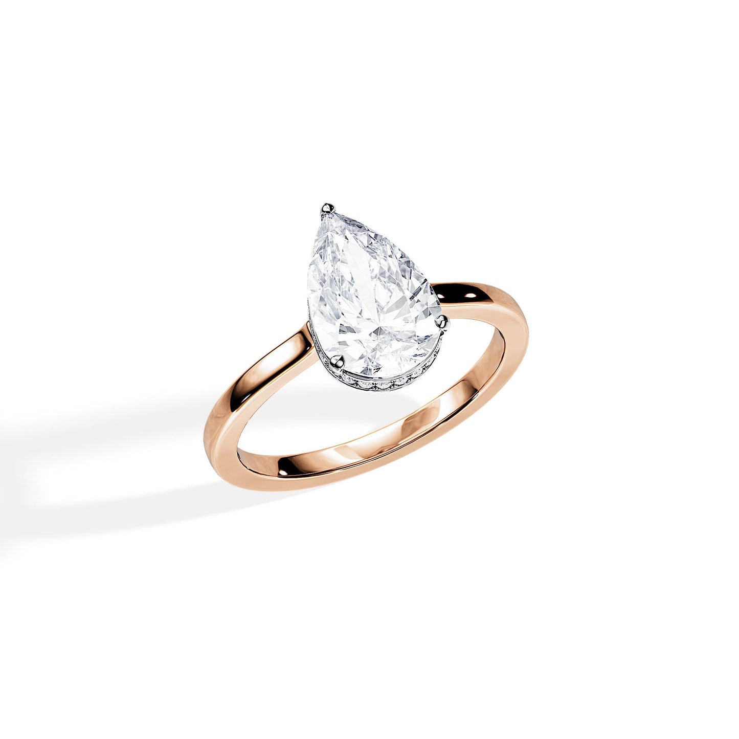 2.10 CT Pear Moissanite Hidden Halo Engagement Ring