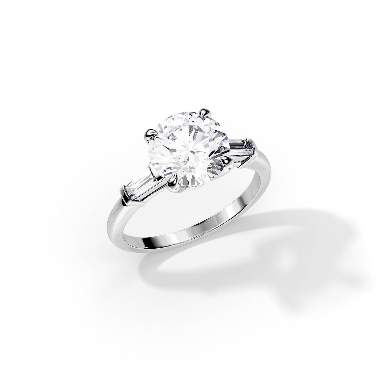 4.0 CT Three Stone Round Cut Moissanite Engagement Ring