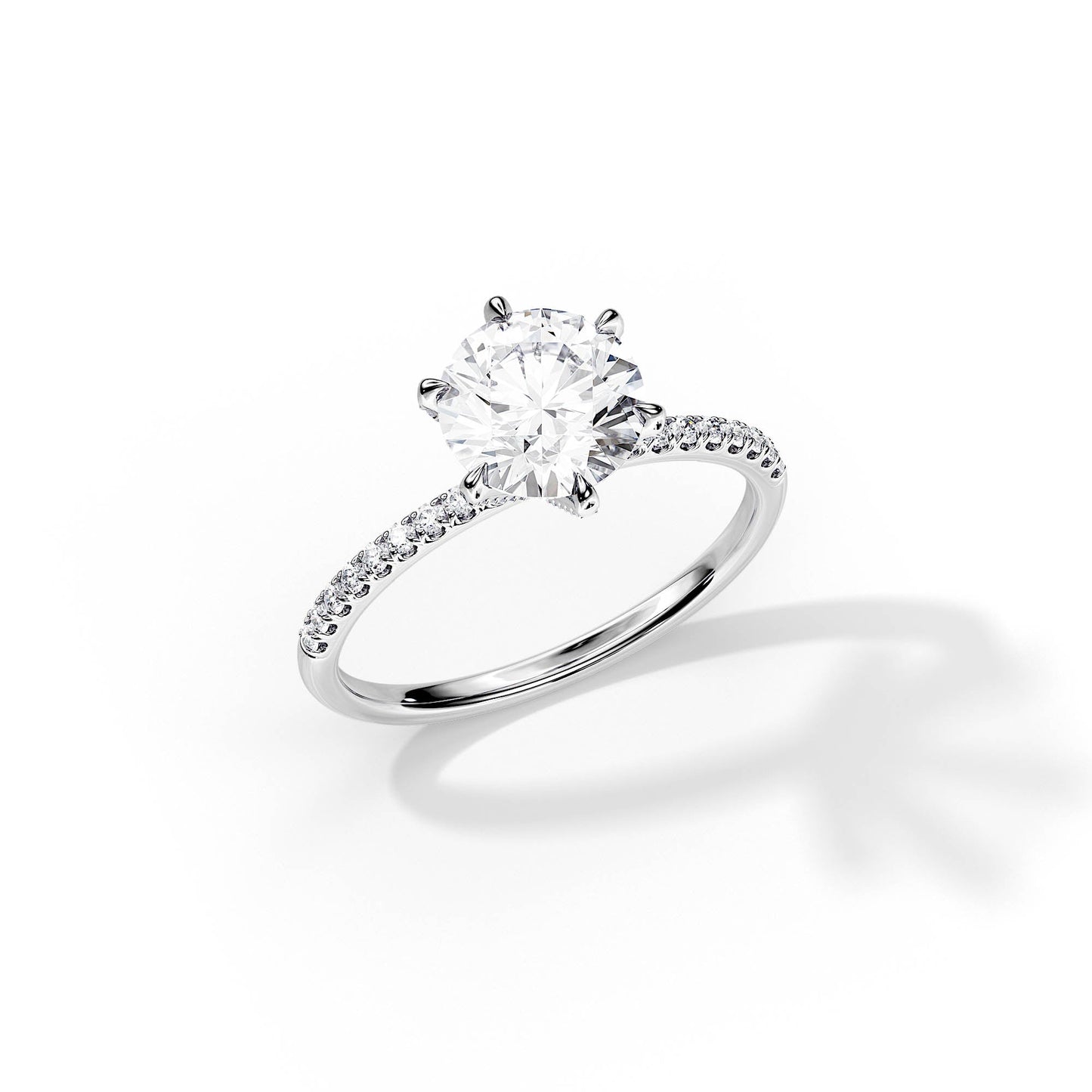 2.0 CT Round Cut Moissanite Pave Setting Engagement Ring