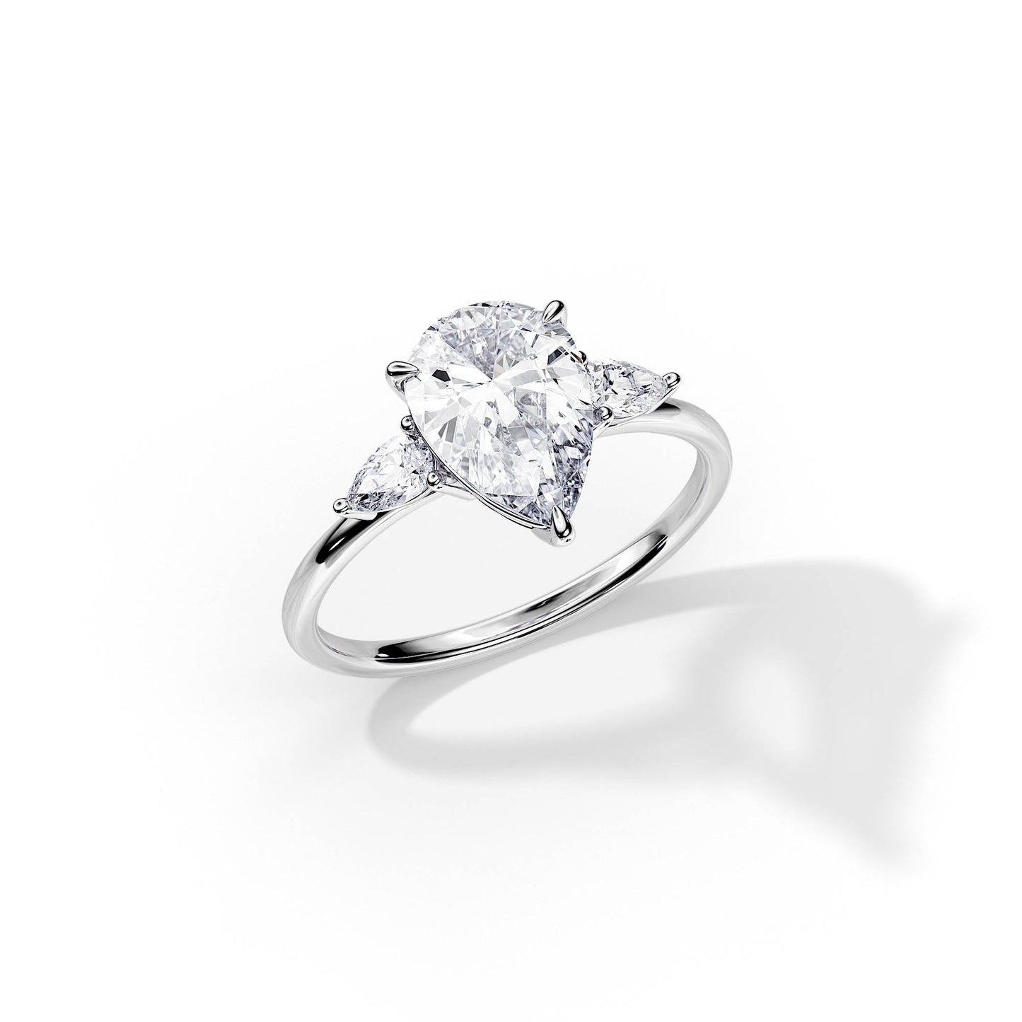 3.0 CT Three Stone Pear Cut Moissanite Engagement Ring