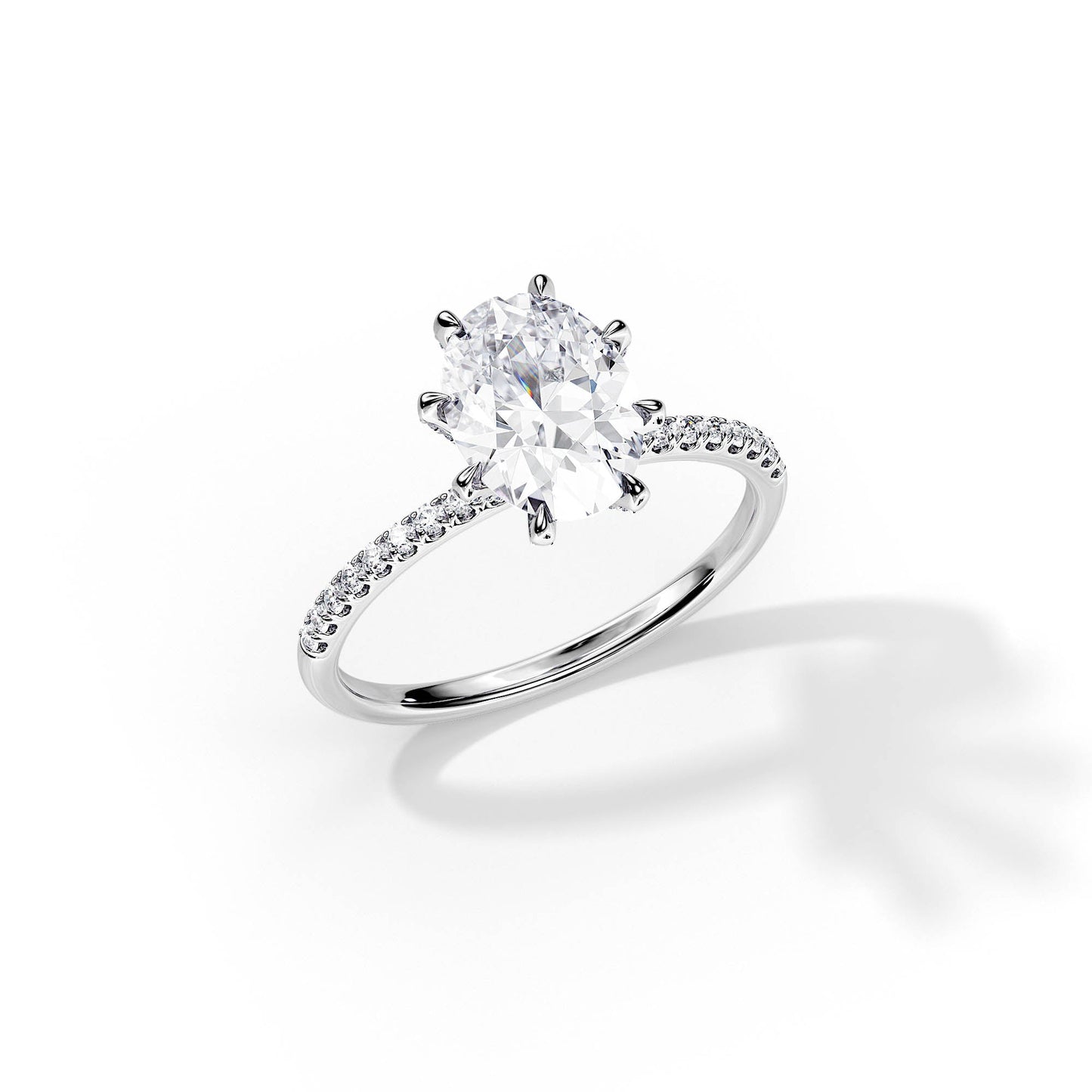 4.0 CT Oval Cut Moissanite Hidden halo & Pave Engagement Ring