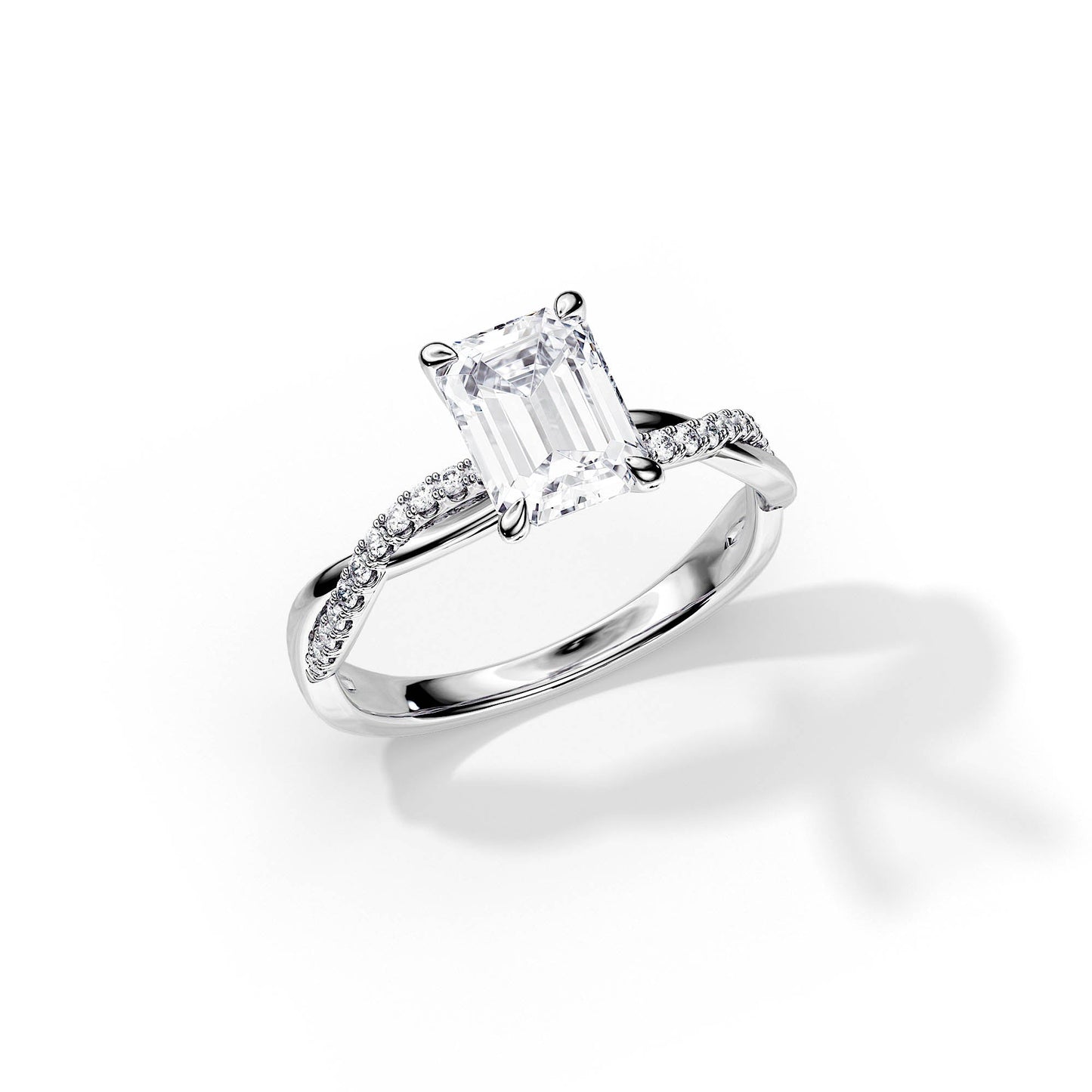 2.50 CT Emerald Cut Moissanite Twisted Engagement Ring