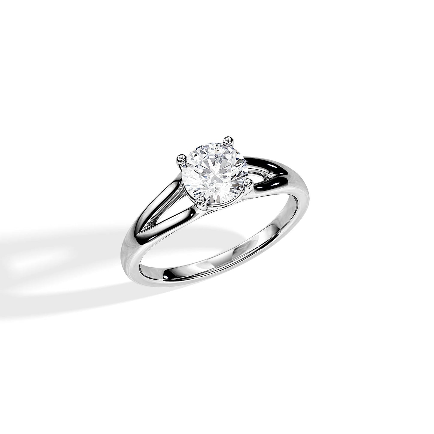 1.0 CT Round Moissanite Split Shank Style Engagement Ring