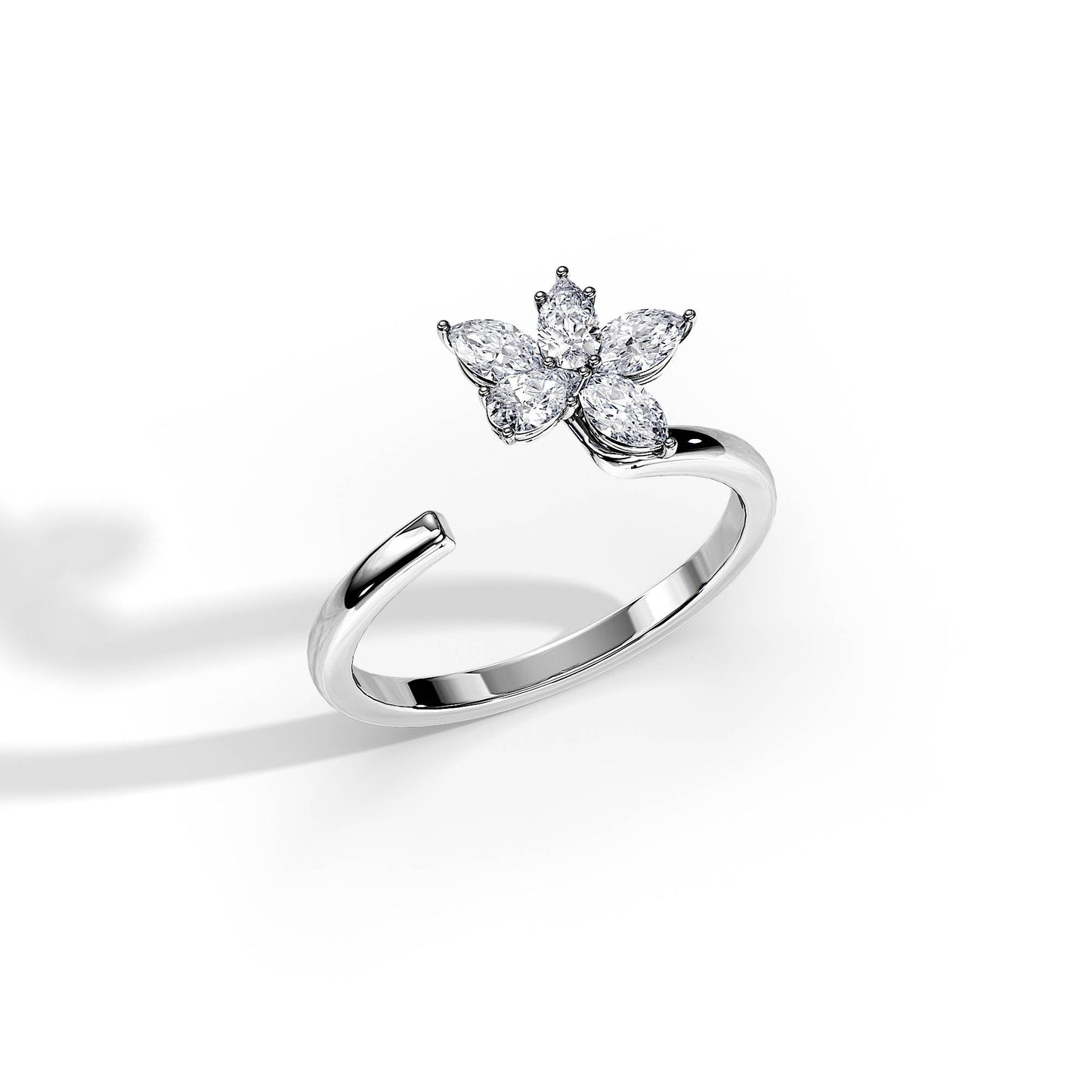 0.75 TCW Marquise / Pear Curved Moissanite Wedding Band