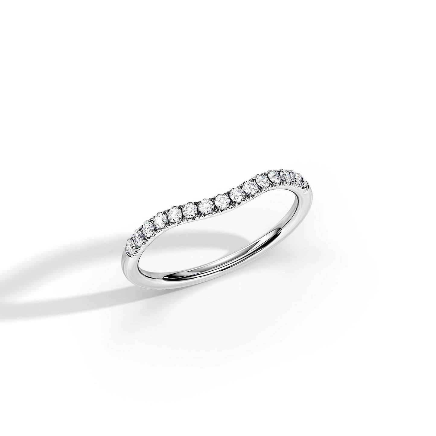 0.15 TCW Round Curved Setting Moissanite Wedding Band