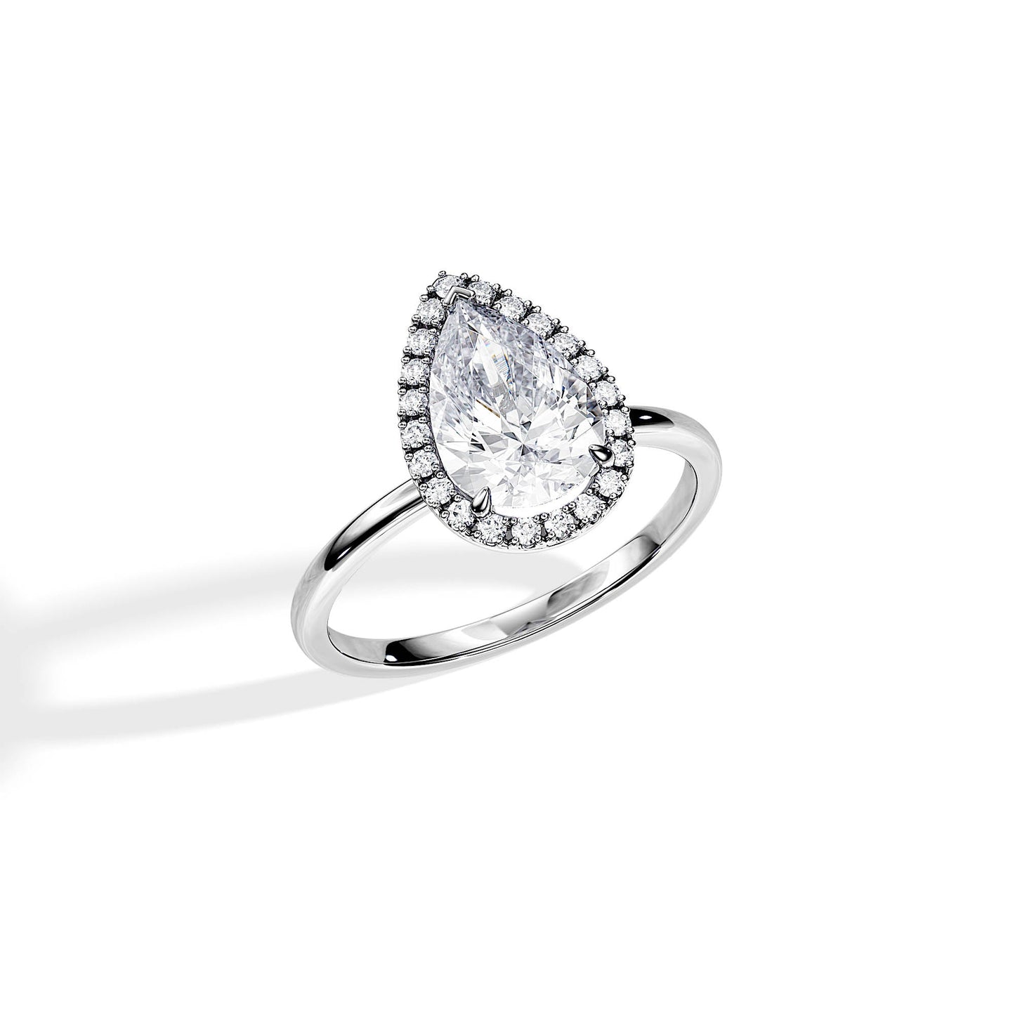 2.10 CT Pear Cut Moissanite Halo Engagement Ring
