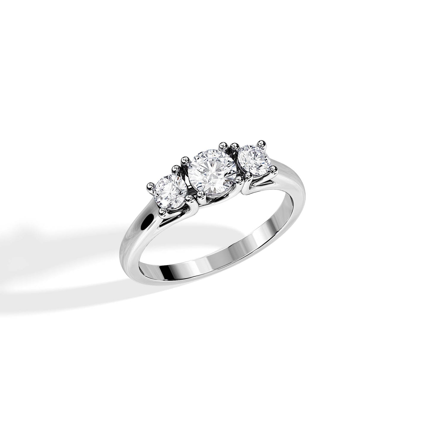 0.50 CT Round Cut Three Stone Moissanite Engagement Ring
