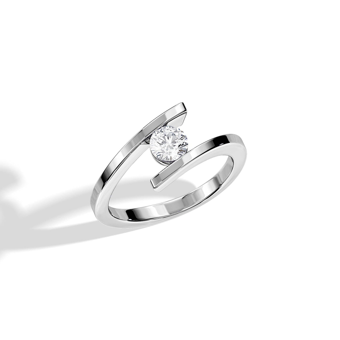 1.0 CT Round Moissanite Tension Setting Engagement Ring