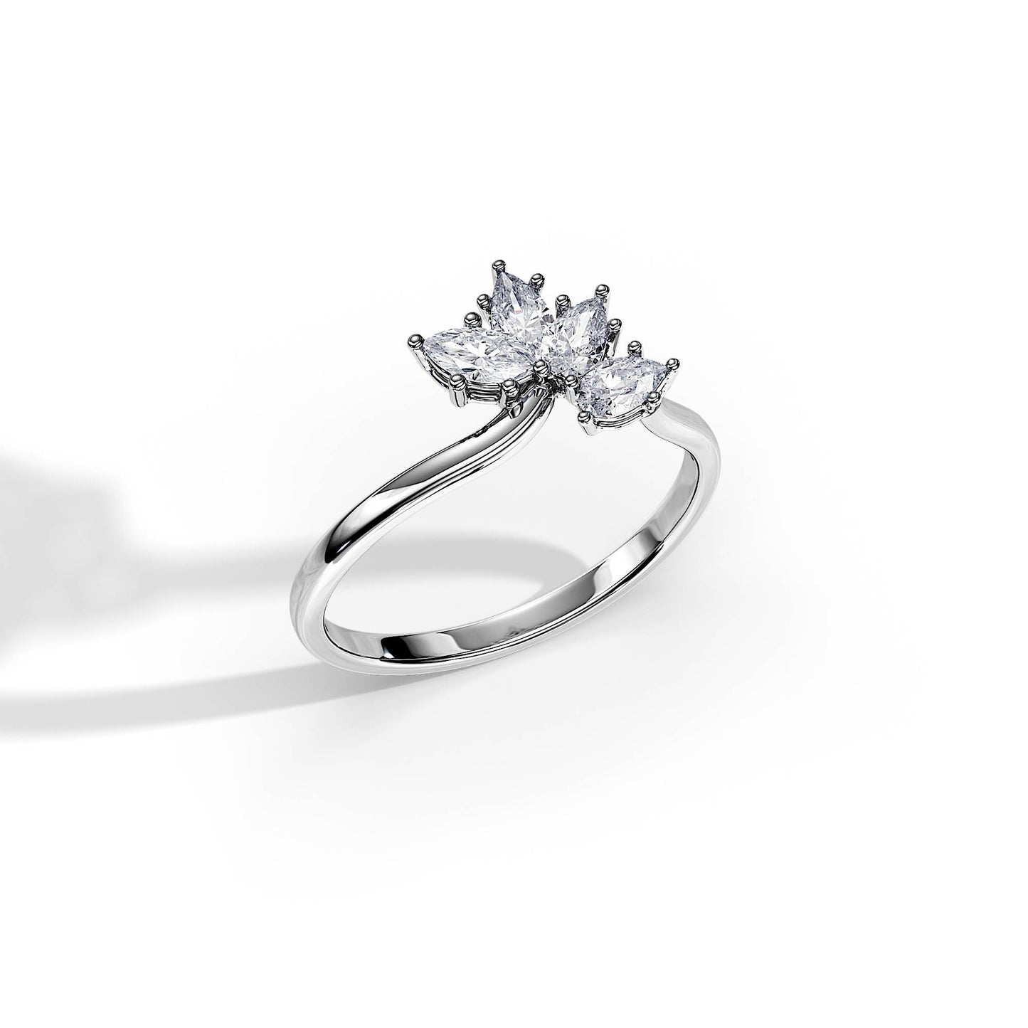 0.65 TCW Pear / Baguette Butterfly Moissanite Wedding Band