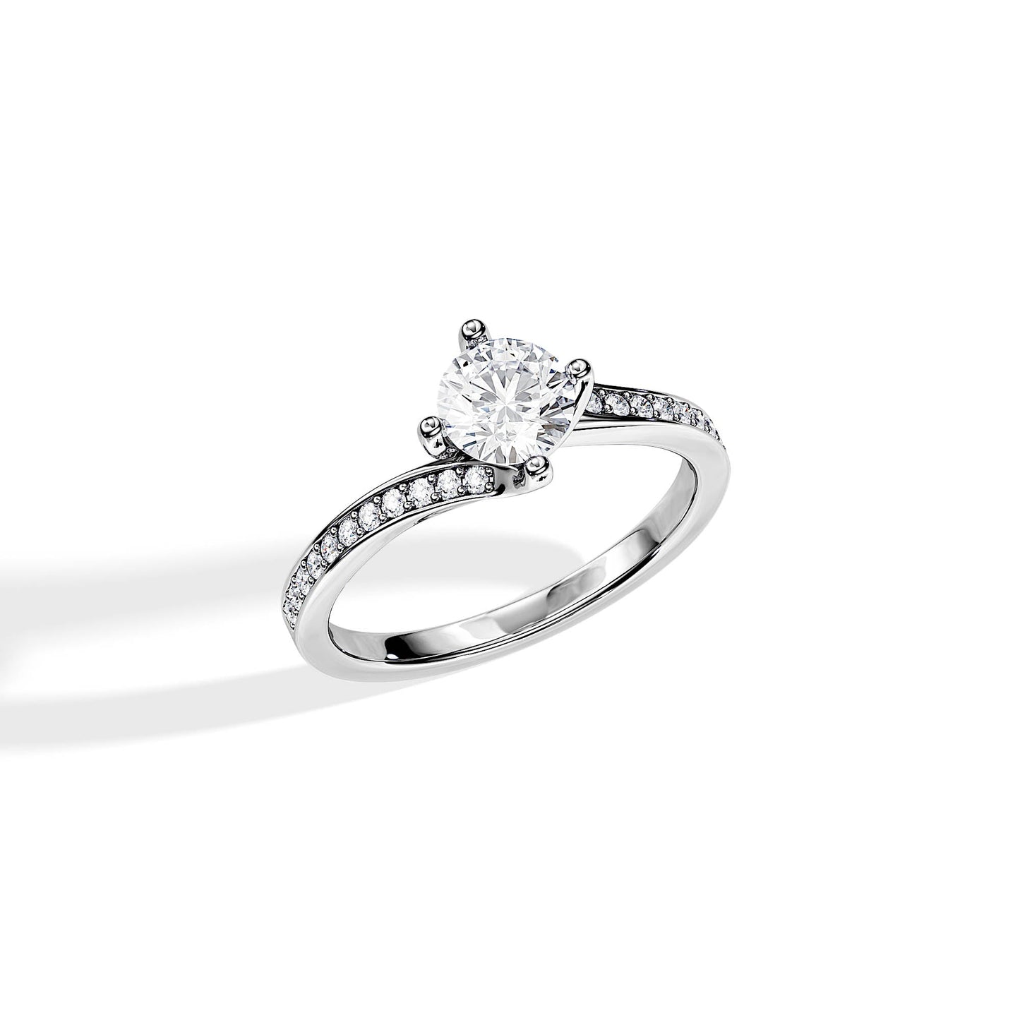 1.0 CT Round Cut Moissanite Prong Setting Engagement Ring