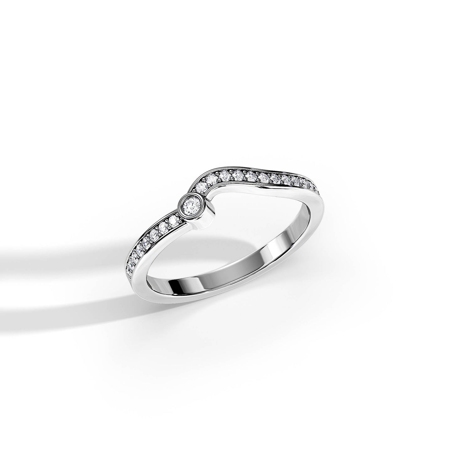 0.20 TCW Round Wave Pave Moissanite Wedding Band