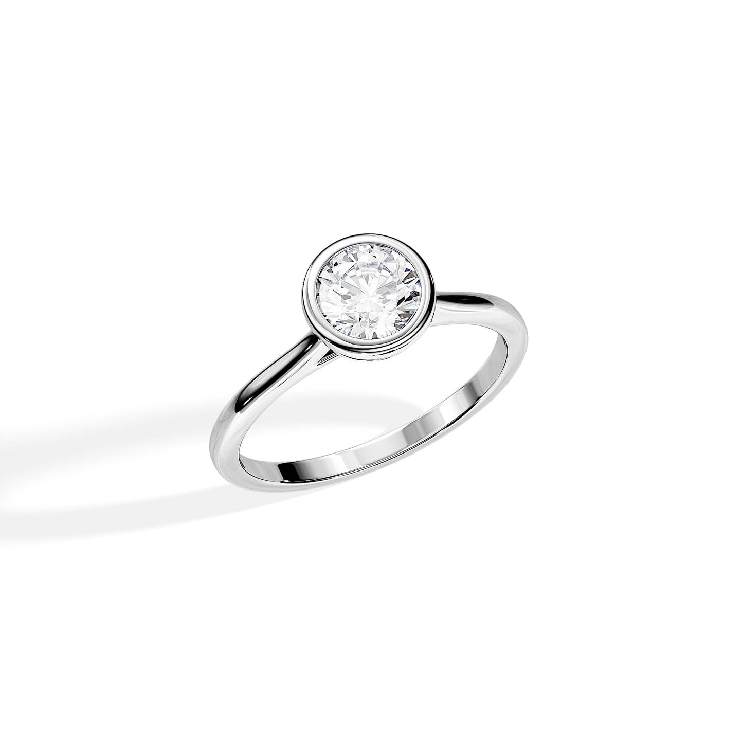 2.0 CT Round Moissanite Bezel Solitaire Engagement Ring