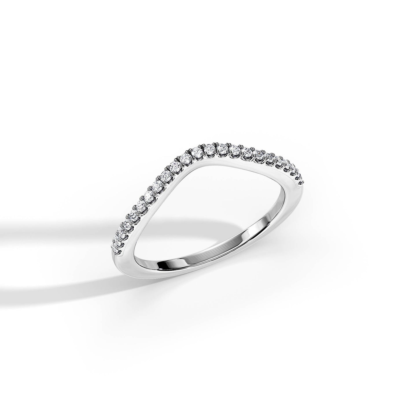 0.20 TCW Round Curved Moissanite Wedding Band