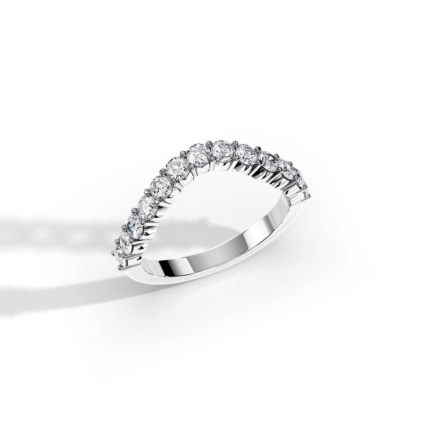 0.8 TCW Round Curved Moissanite Wedding Band