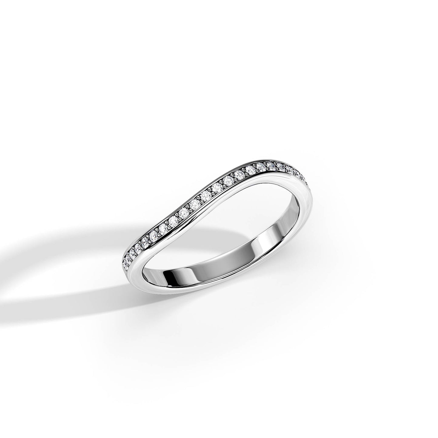 0.15 TCW Round Wave & Pave Moissanite Wedding Band
