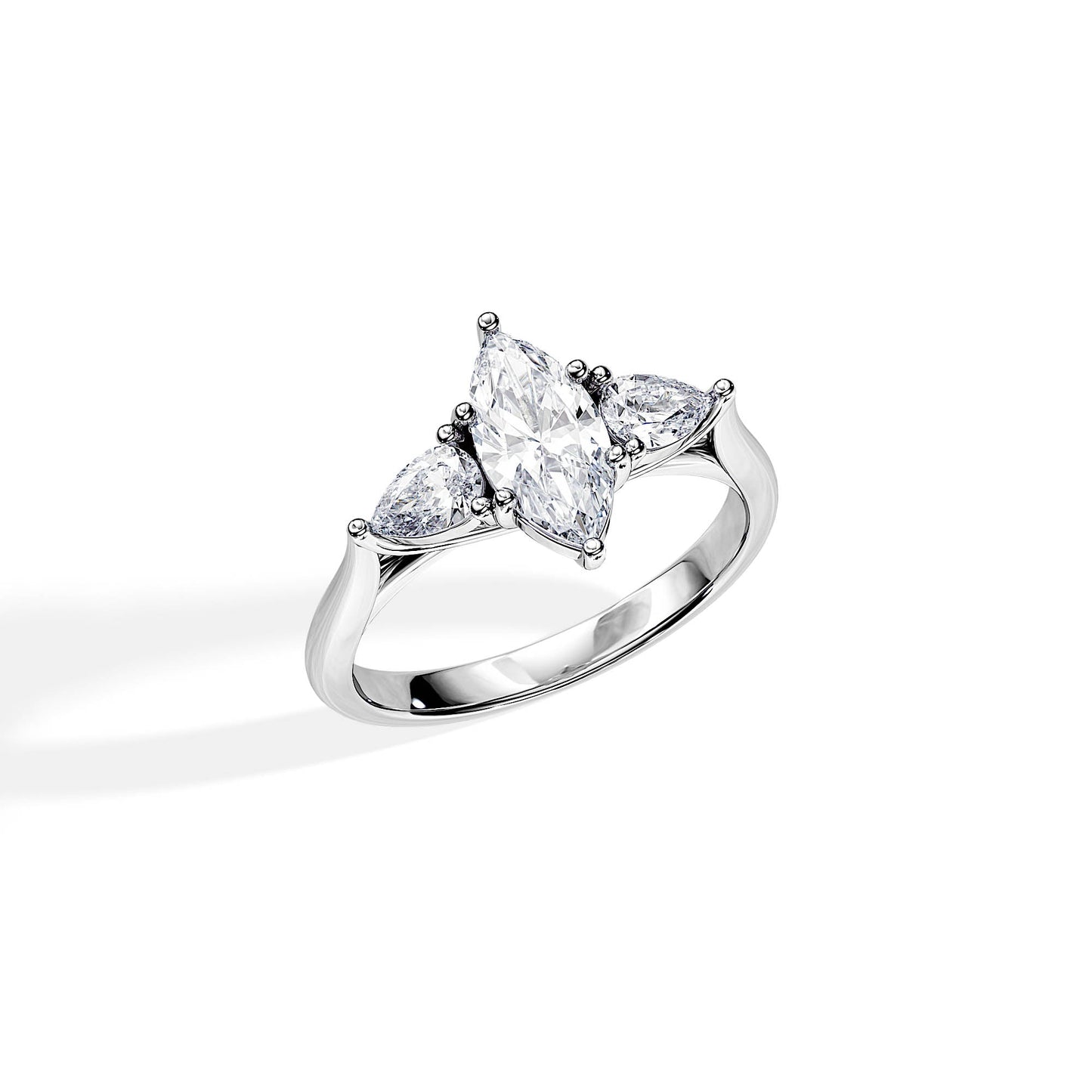 2.0 CT Marquise Cut Moissanite Three Stone Style Engagement Ring