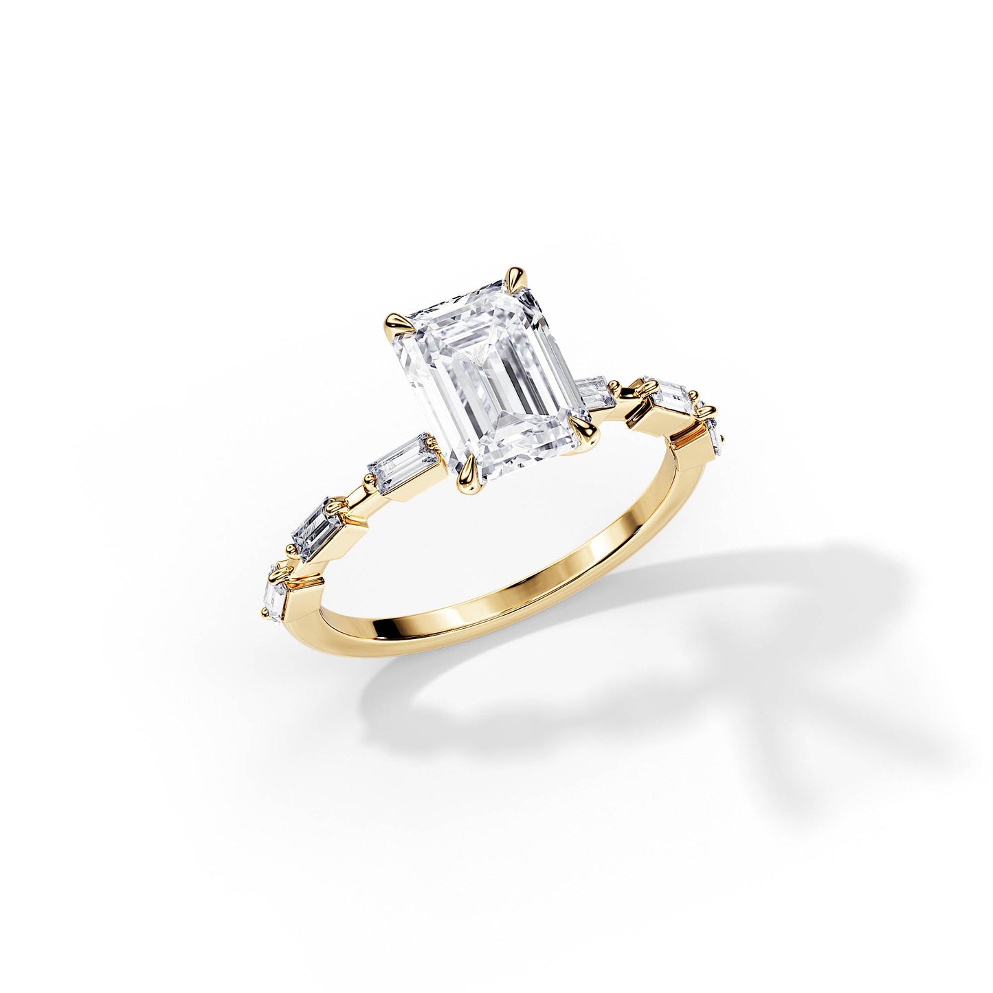 2.50 CT Emerald Cut Moissanite pave setting Engagement Ring