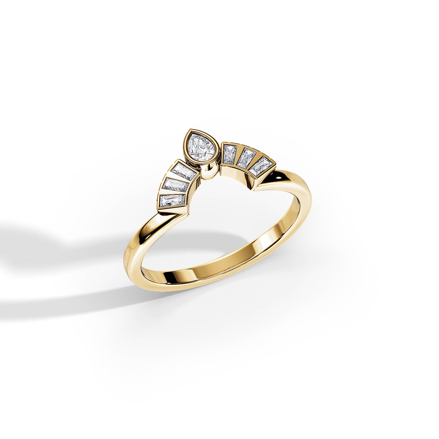 0.35 TCW Pear / Baguette Crown Moissanite Wedding Band