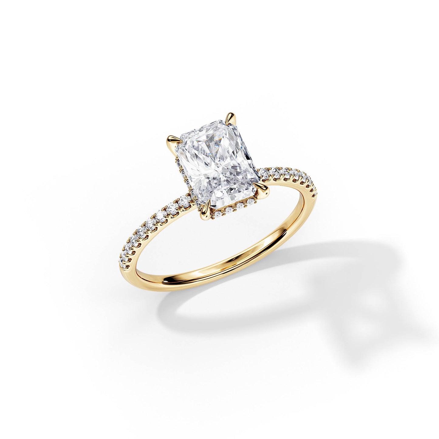 1.80 CT Radiant Cut Moissanite Hidden halo & Pave Engagement Ring