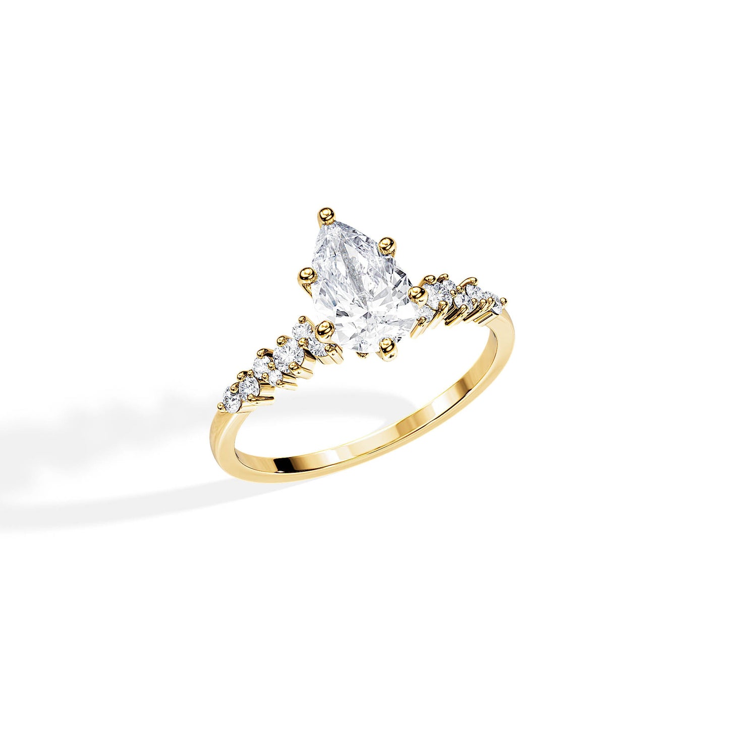 1.50 CT Pear Cut Moissanite Cluster Engagement Ring