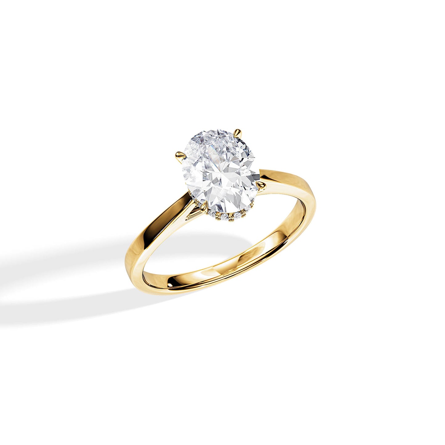 2.10 CT Oval Cut Hidden Halo Moissanite Engagement Ring