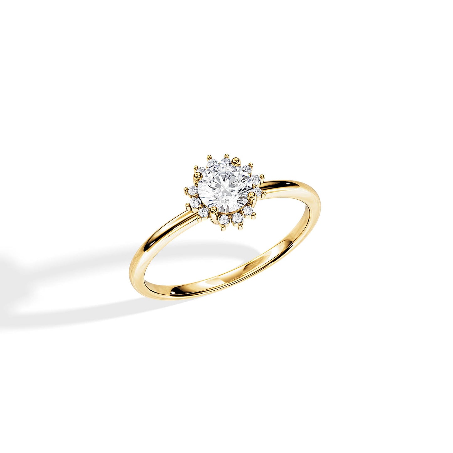 0.50 CT Round Cut Moissanite Halo Style Engagement Ring