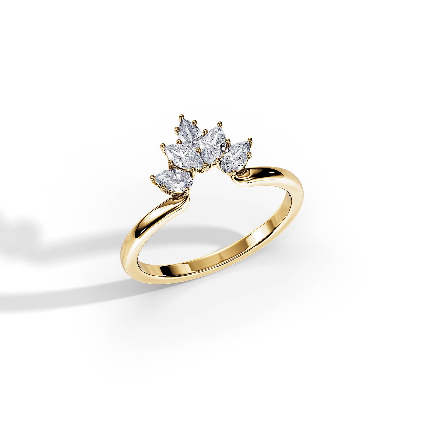 0.55 TCW Pear / Marquise Curved Moissanite Wedding Band