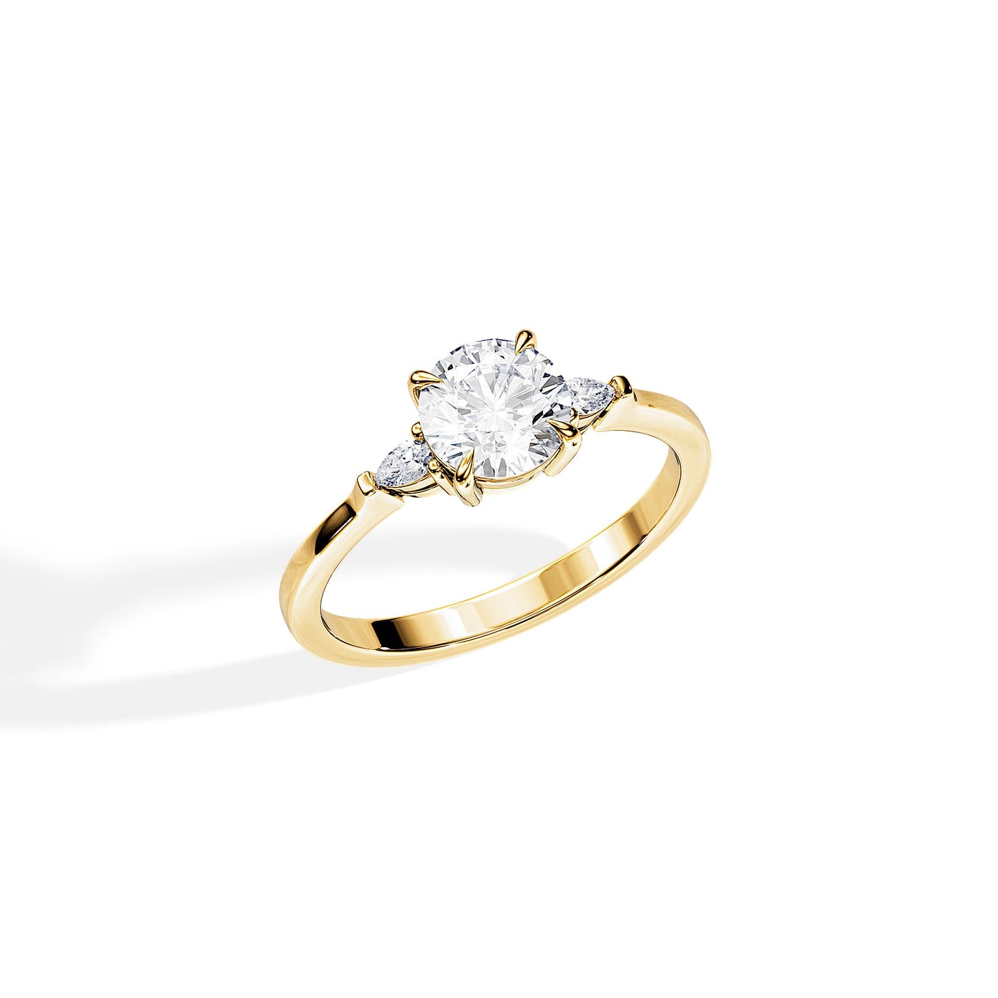 1.0 CT Three Stone Round Moissanite Engagement Ring