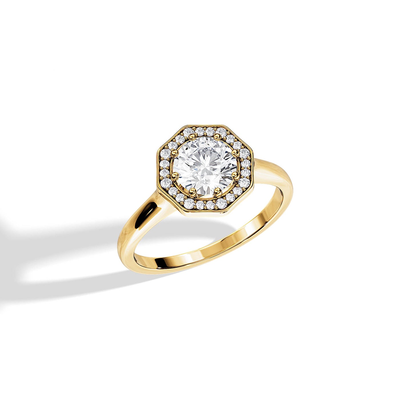 1.0 CT Round Cut Moissanite Halo Setting Engagement Ring