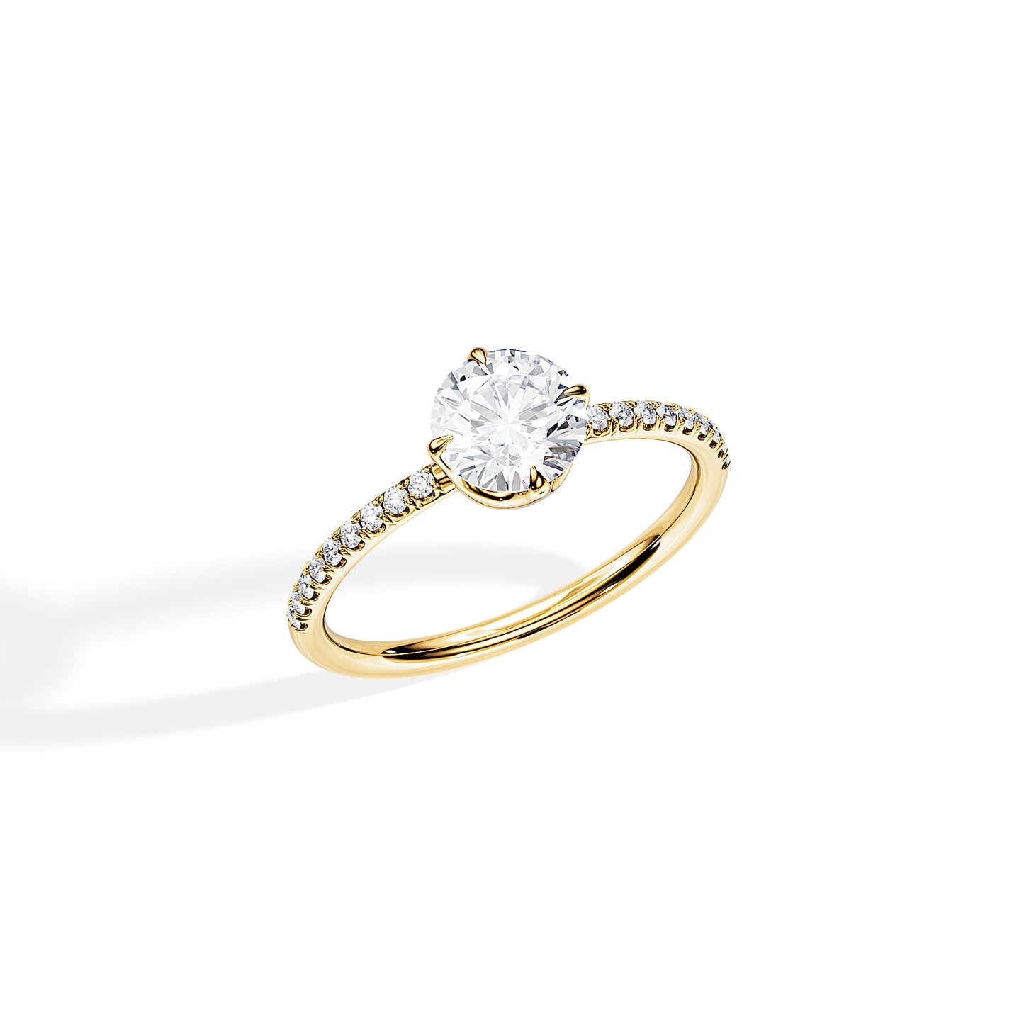 1.0 CT Round Cut Pave Setting Moissanite Engagement Ring