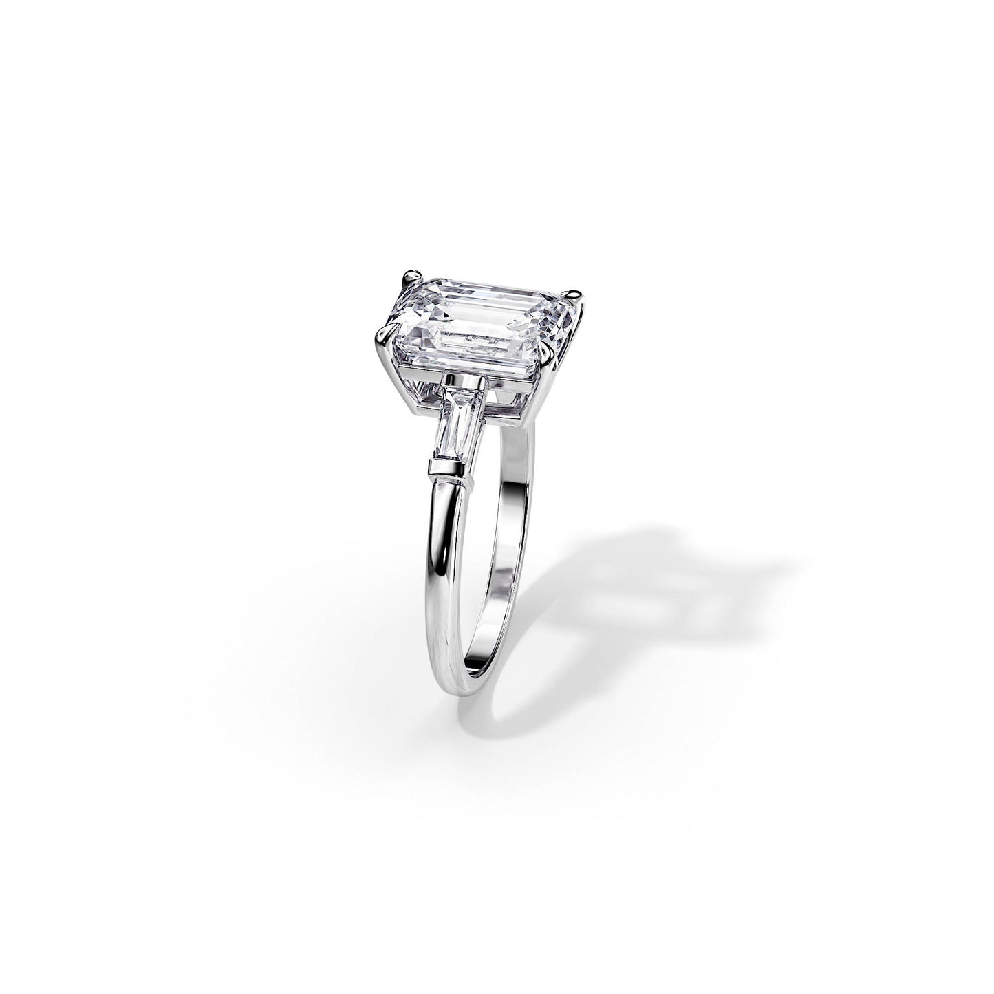 3.50 CT Three Stone Emerald Cut Moissanite Engagement Ring