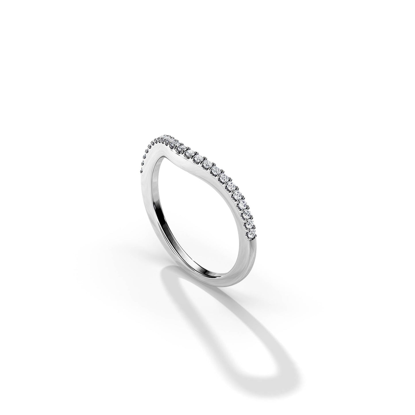 0.20 TCW Round Curved Moissanite Wedding Band