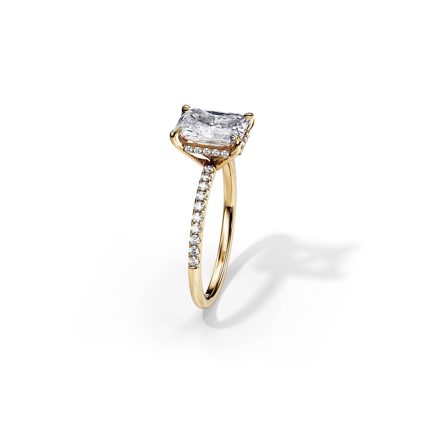 1.80 CT Radiant Cut Moissanite Hidden halo & Pave Engagement Ring