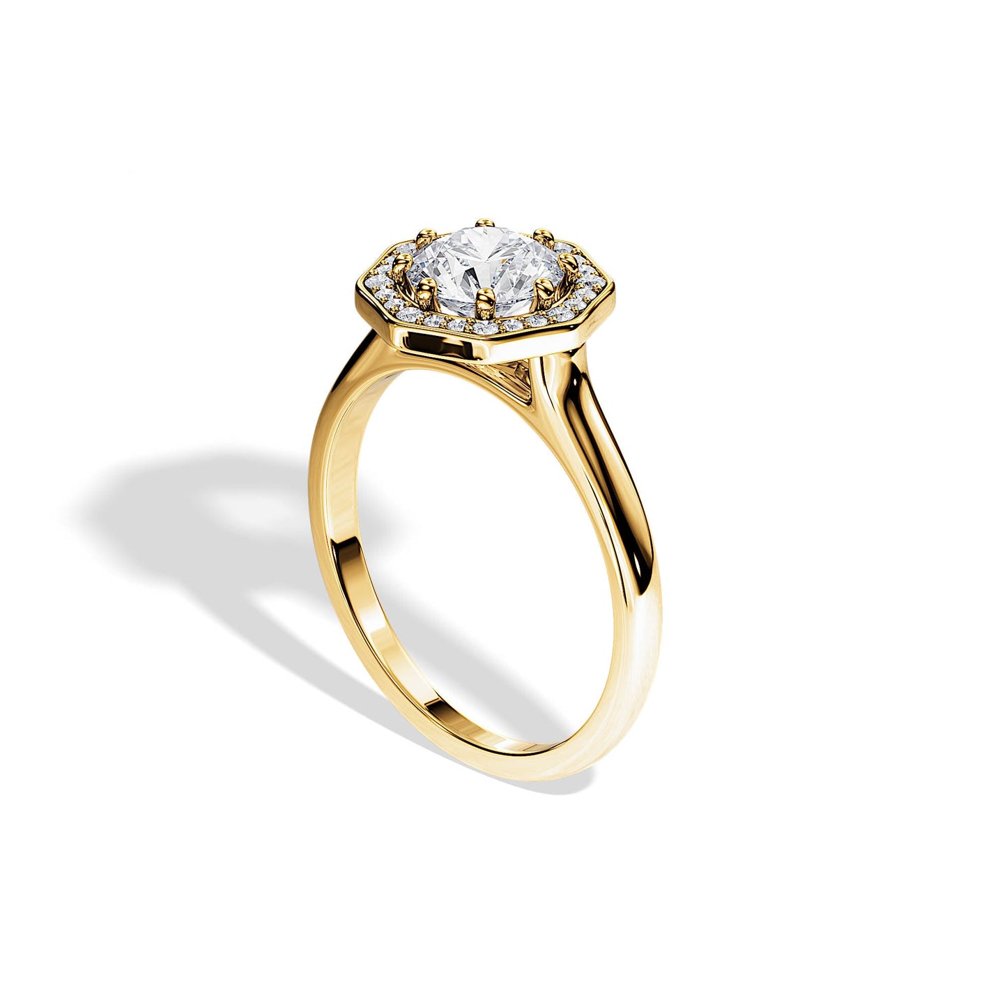 1.0 CT Round Cut Moissanite Halo Setting Engagement Ring