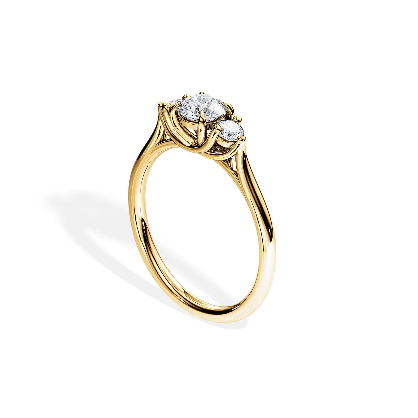 0.50 CT Round Cut Moissanite Three Stone Style Engagement Ring