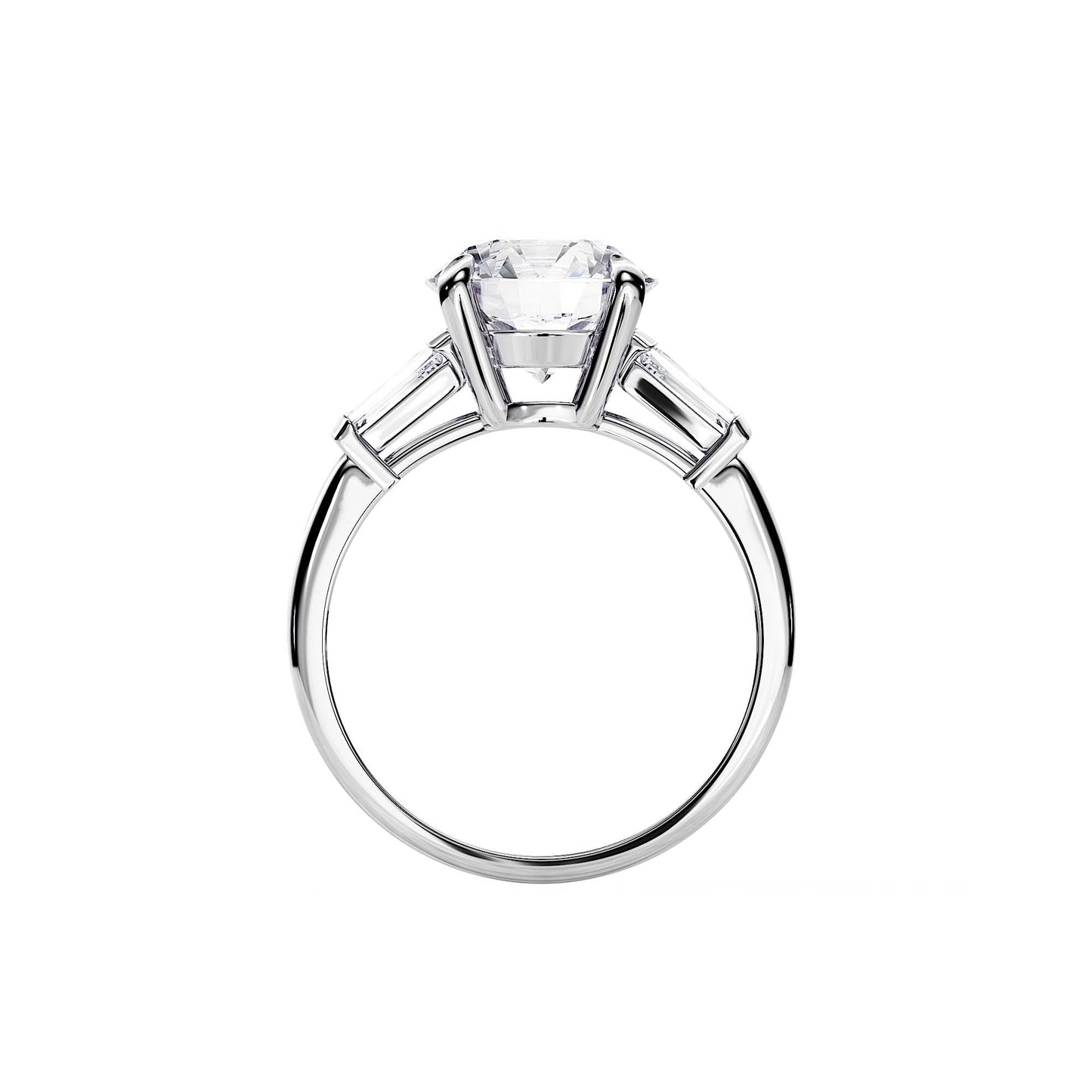 4.0 CT Three Stone Round Cut Moissanite Engagement Ring