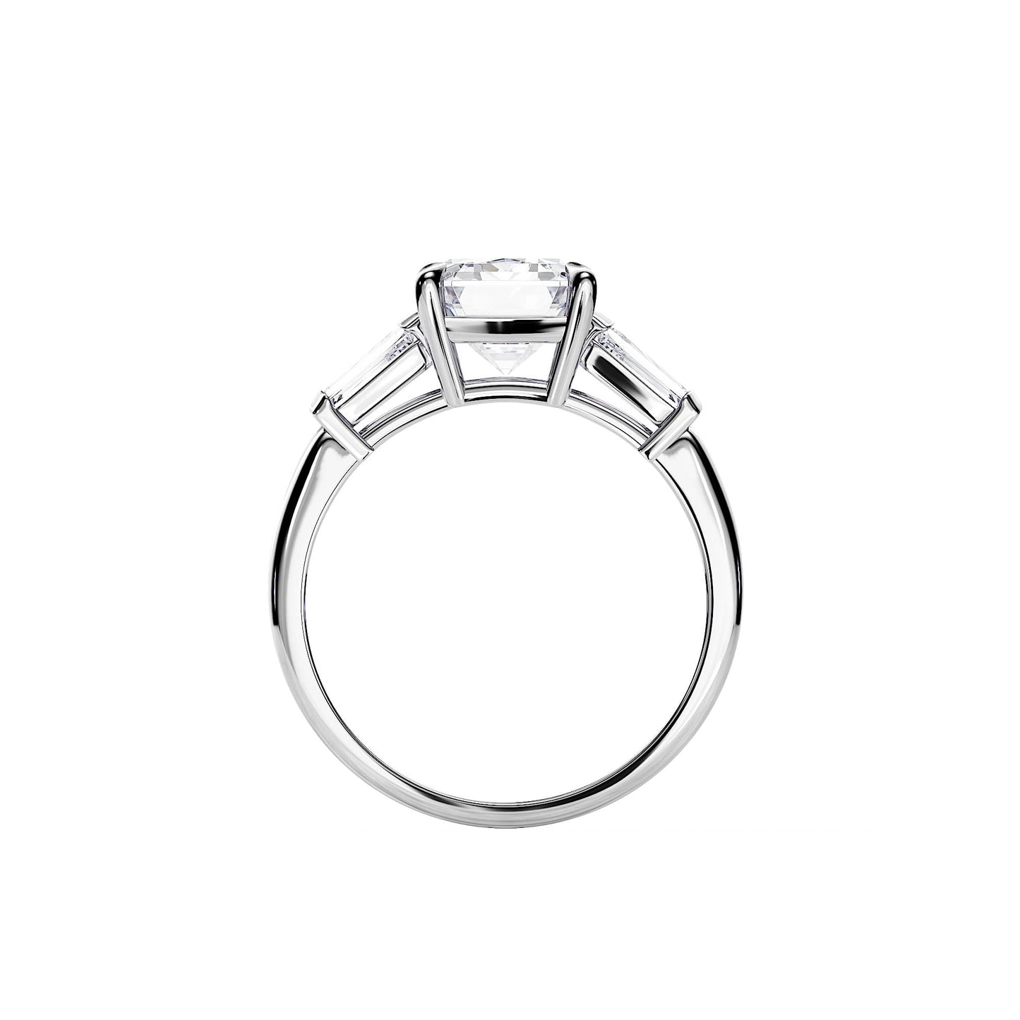 3.50 CT Three Stone Emerald Cut Moissanite Engagement Ring