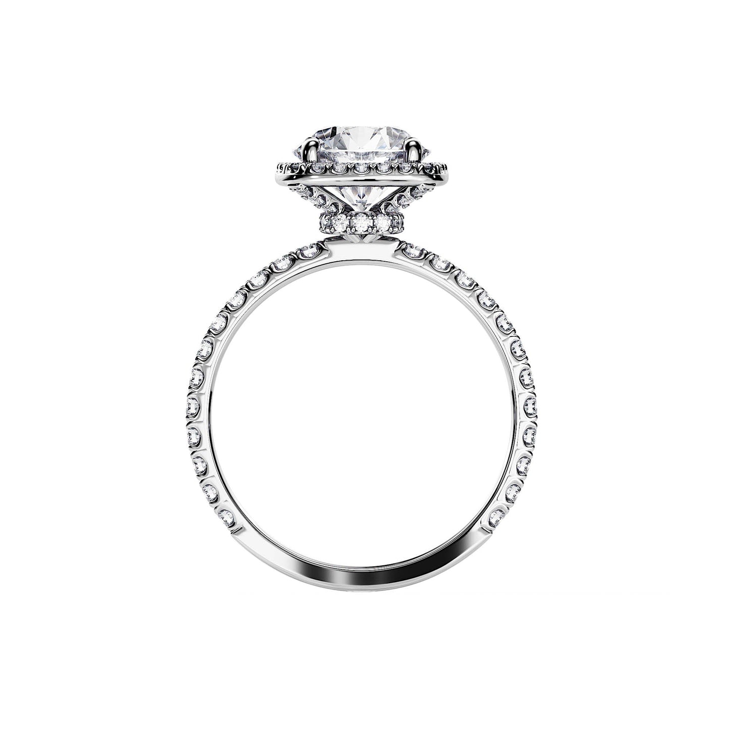 2.0 CT Round Cut Moissanite Halo & Pave Engagement Ring