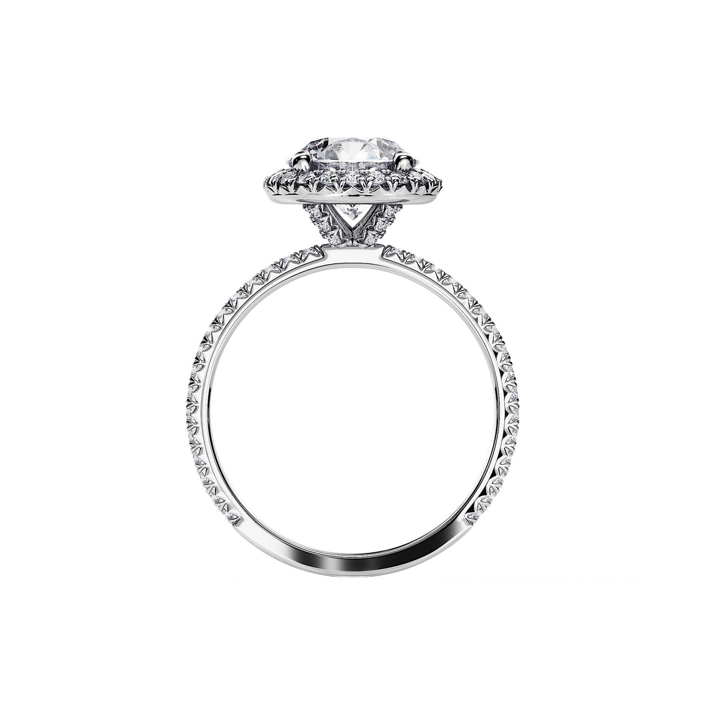 2.0 CT Round Cut Moissanite Halo Style & Pave Setting Engagement Ring