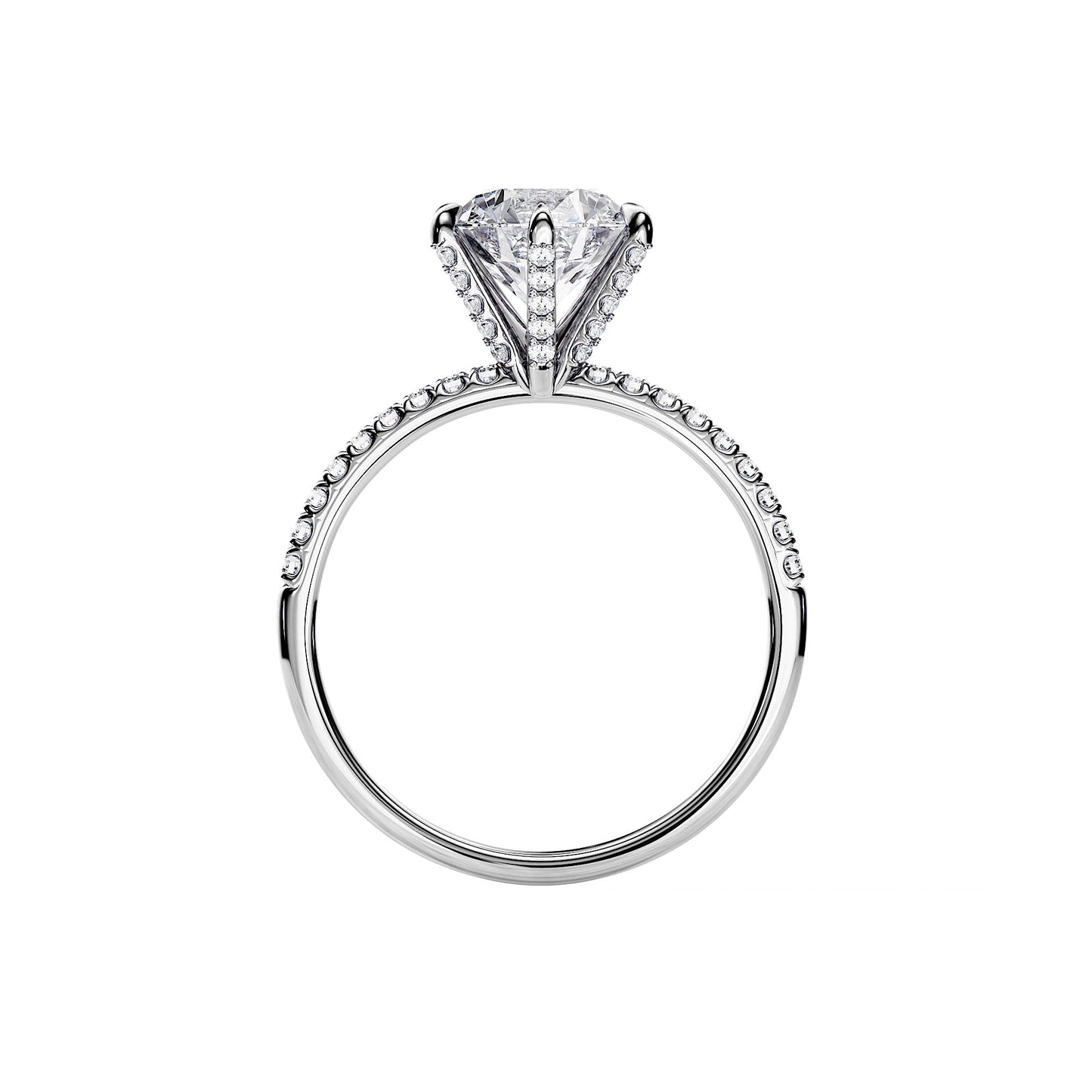 2.0 CT Round Cut Moissanite Pave Setting Engagement Ring