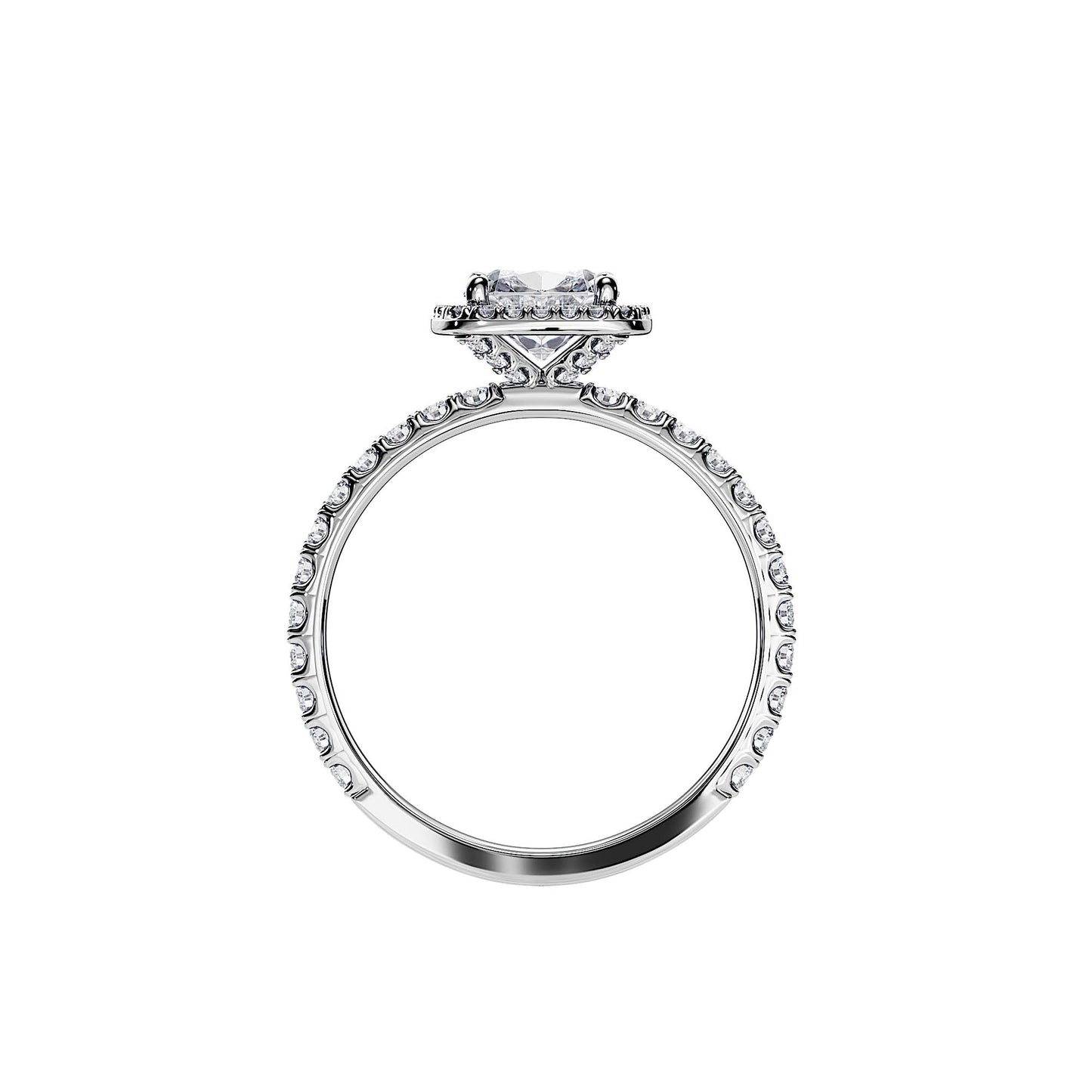 1.0 CT Cushion Cut Moissanite Halo & Pave Engagement Ring