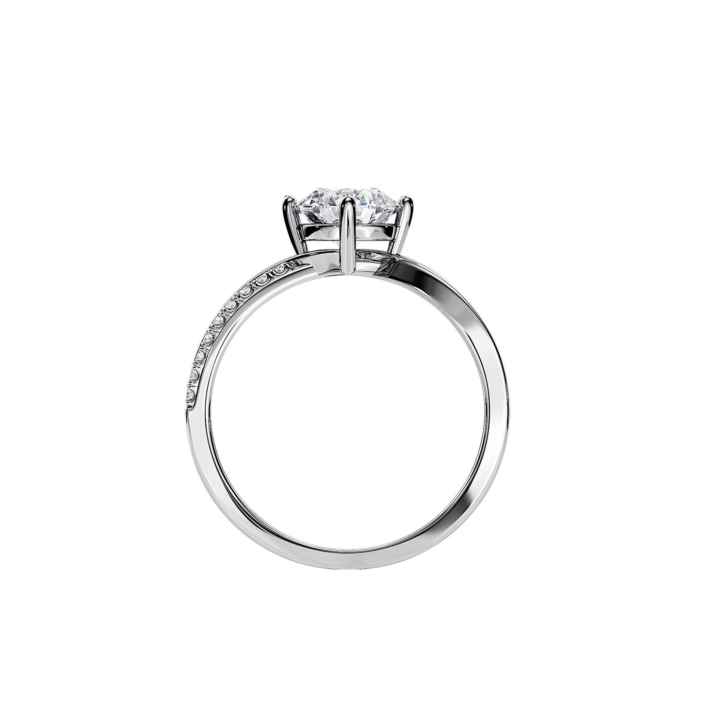 1.0 CT Round Moissanite Split Shank Engagement Ring