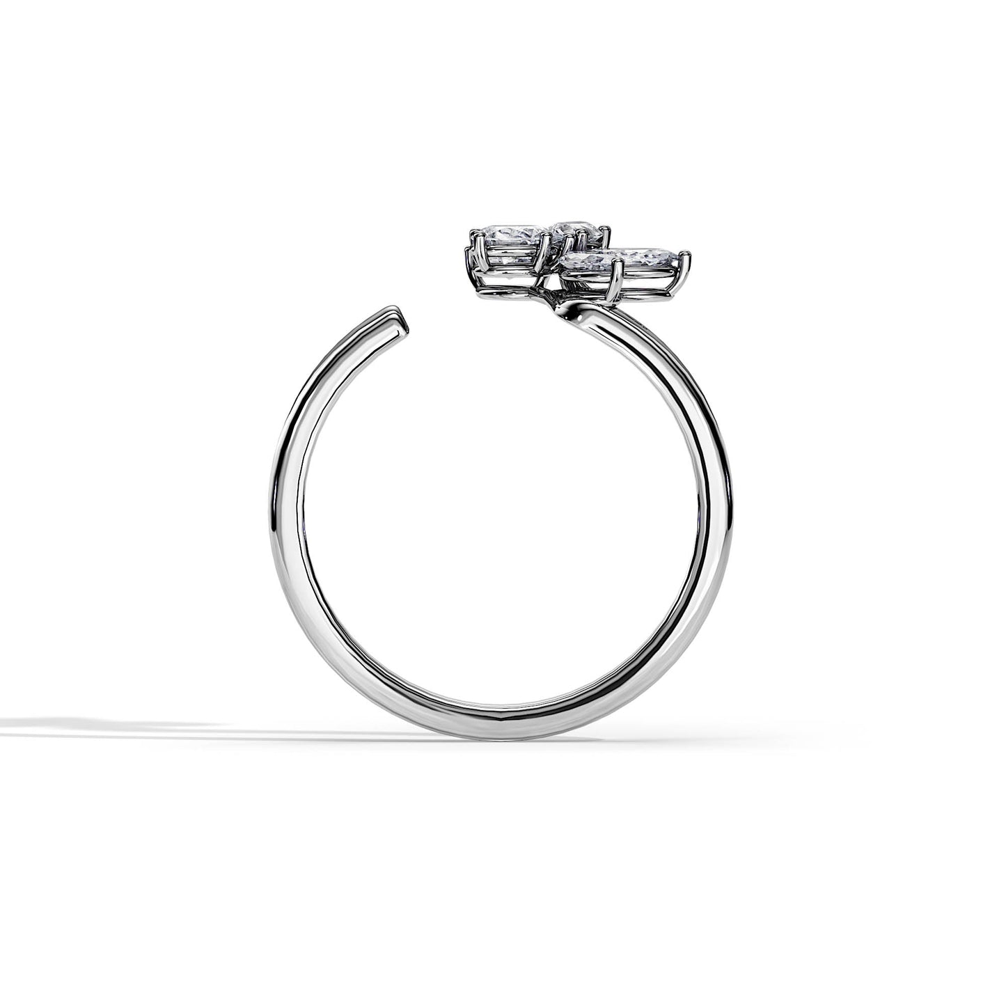 0.75 TCW Marquise / Pear Curved Moissanite Wedding Band