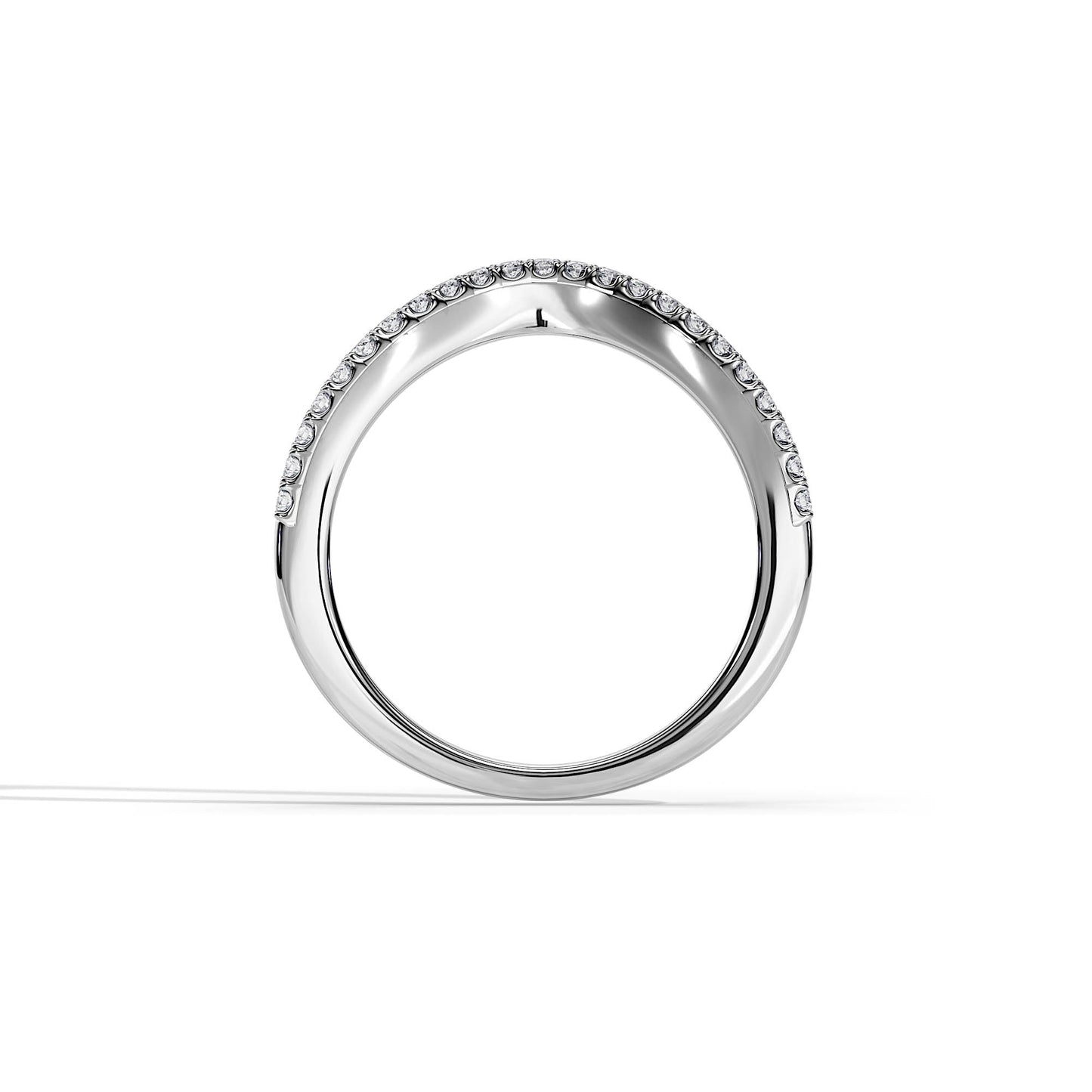 0.20 TCW Round Curved Moissanite Wedding Band