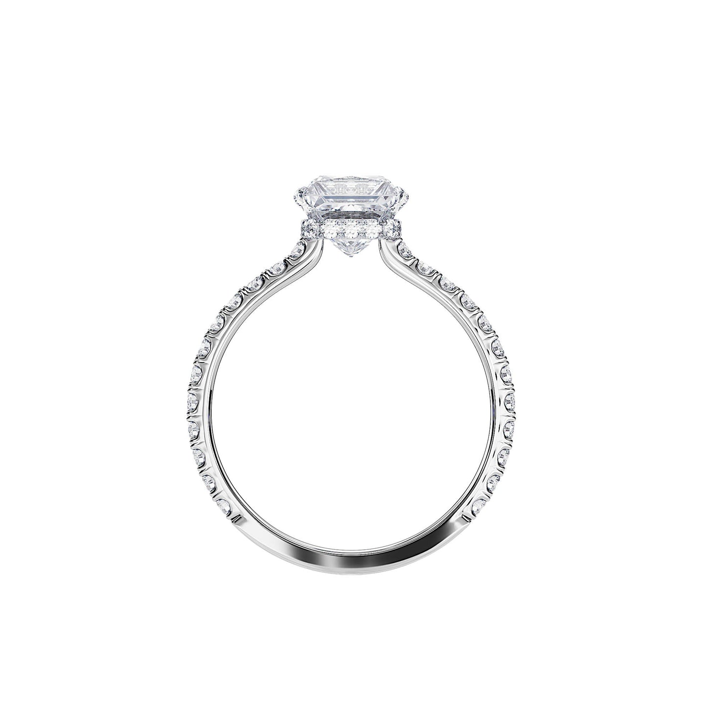 1.20 CT Princess Cut Moissanite Hidden Halo & Pave Engagement Ring