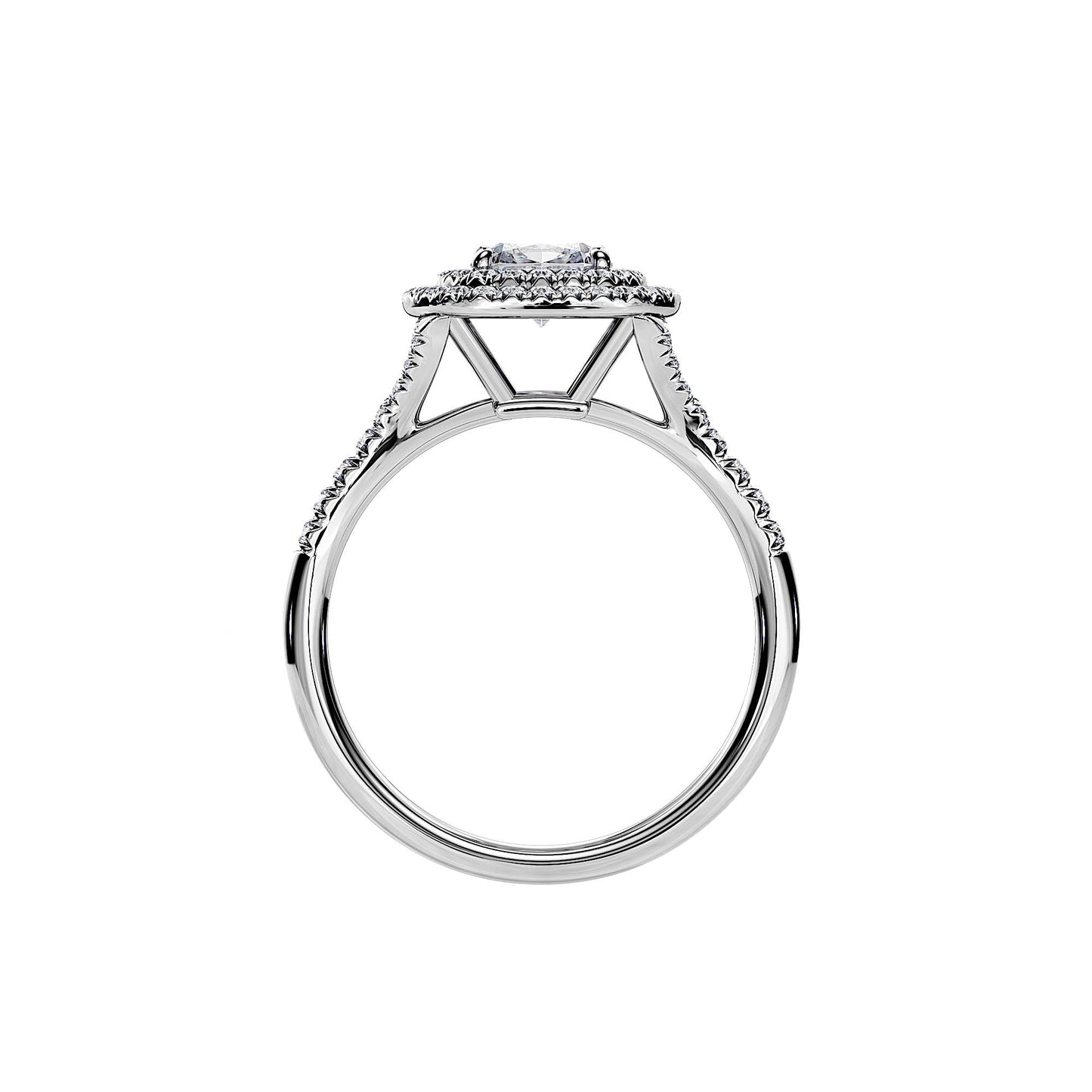 1.0 CT Cushion Cut Moissanite Double Halo Engagement Ring
