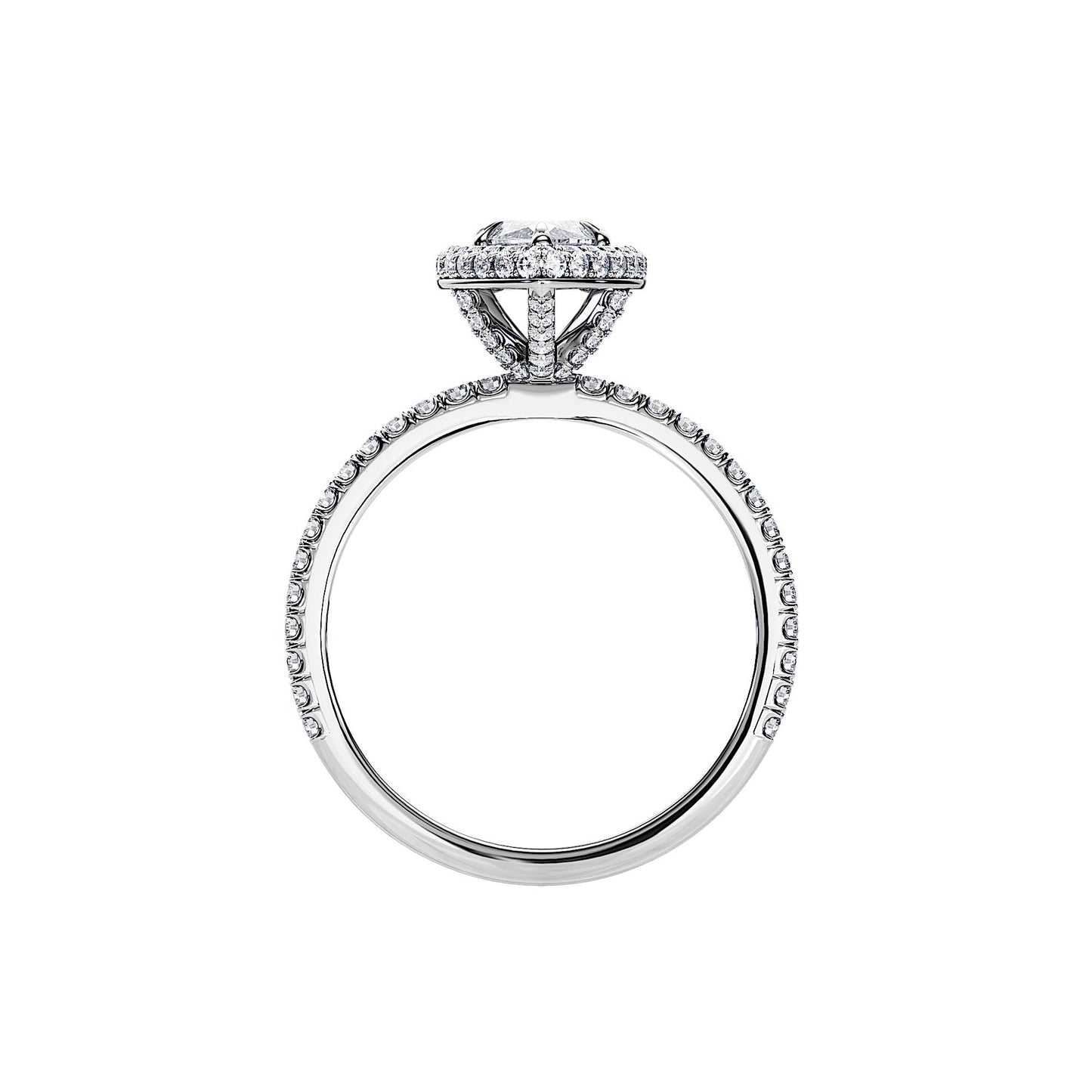 1.0 CT Marquise Cut Moissanite Halo & Pave Engagement Ring