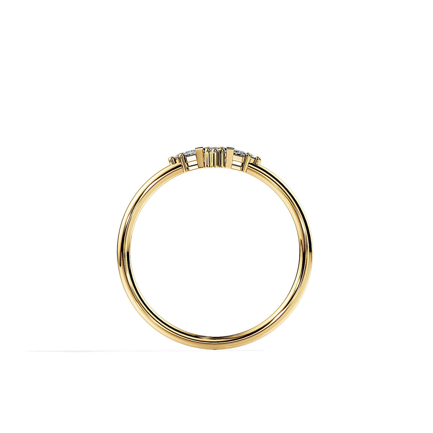 0.24 TCW Baguette & Round Minimalist Moissanite Wedding Band